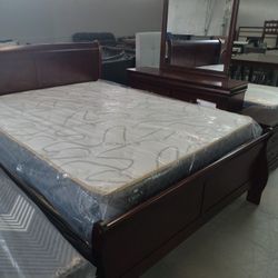 Brown 4pcs. Queen Bedroom Set.