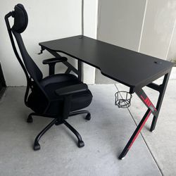 New In Box 47x24x30 Inches Tall Gaming Gamer Desk Table With Ergonomic Mesh Game Computer Chair Office Furniture Combo Set