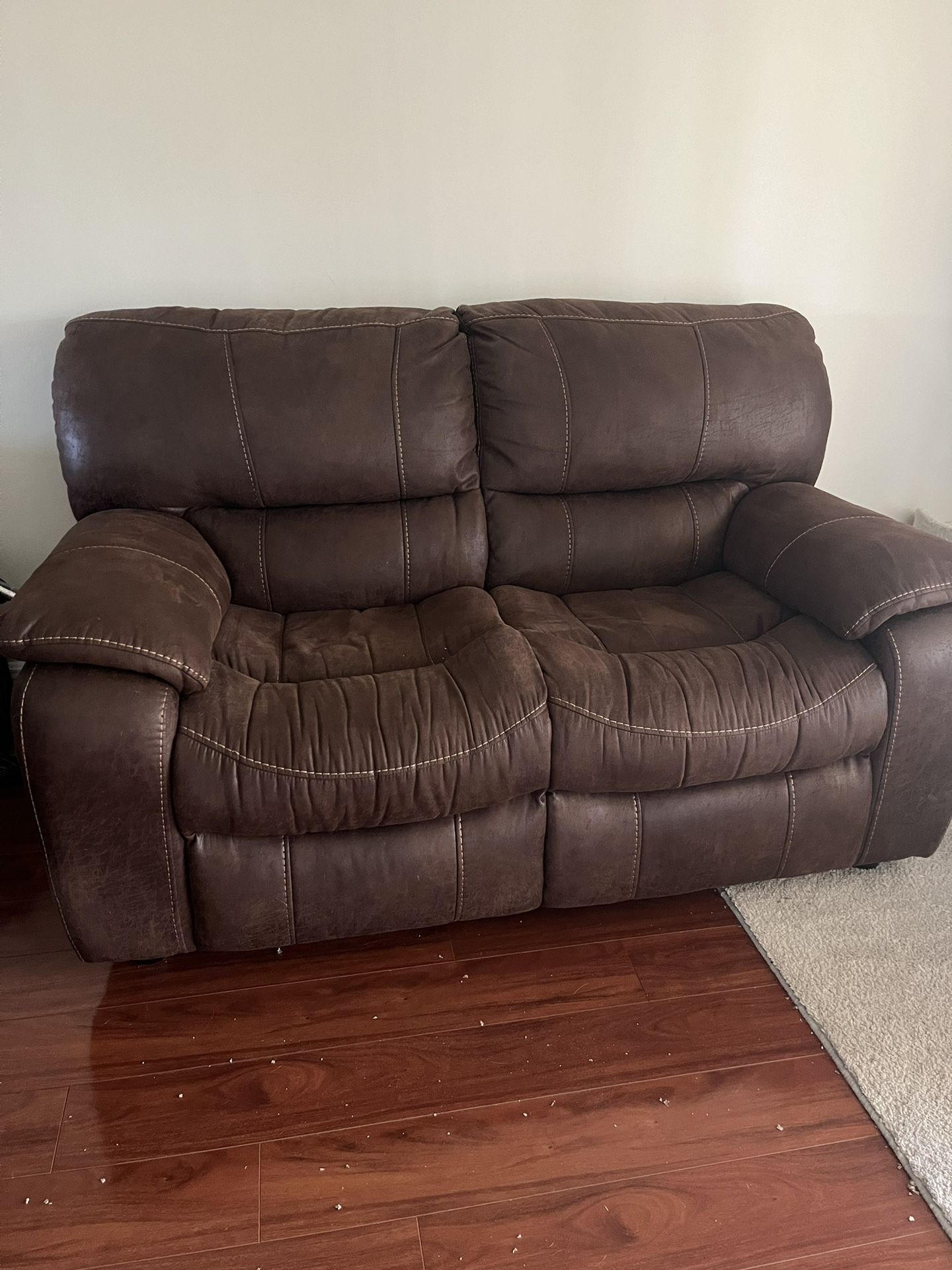 Loveseat and recliner Suede