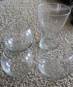 Vase and bubble bowls