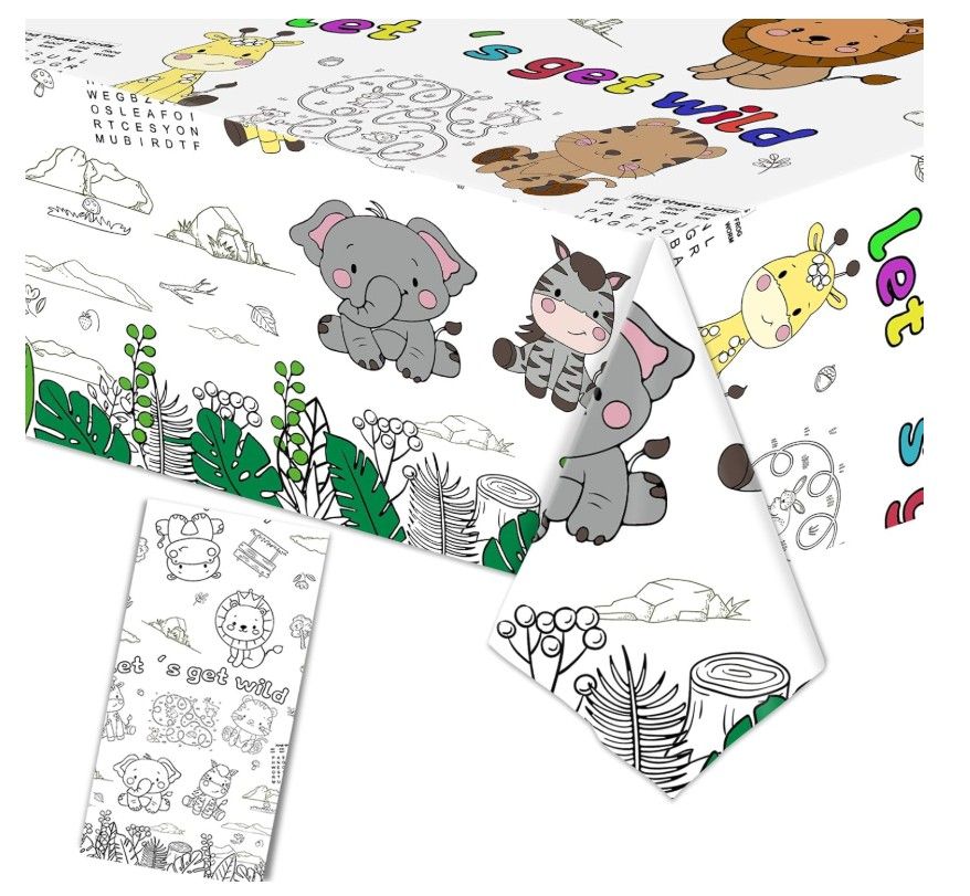 Safari Jungle Animal-Themed Coloring Tablecloth 

#0102