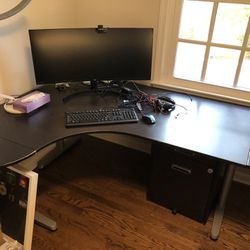 Adjustable Height Desk With Drawer Unit