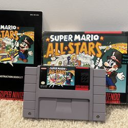 SUPER NINTENDO SNES SUPER MARIO ALL STARS COMES WITH BOX AND MANUEL GREAT PEICE FOR ANY COLLECTOR   $$85.00 OBO$$