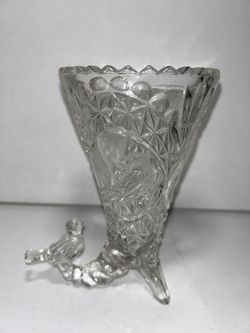 Vintage Horns Of Plenty Crystal Vase