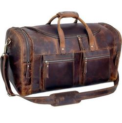 20" Vintage Duffel Classic Style with Modern Outlook Retro Thick Full Grain Cowh