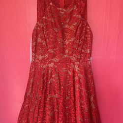 B Darlin Dress, Red and Nude Dress Size 15-16