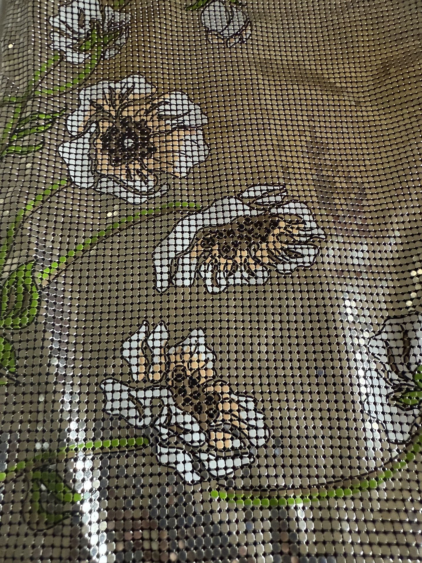 Whiting And Davis vintage Silver Flower Bag