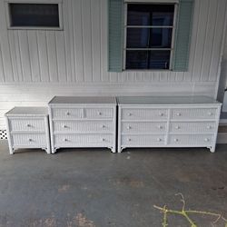 3 Piece Dresser Set, Henry Link Vintage Wicker