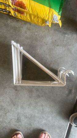 8 white metal closet shelf rod support brackets