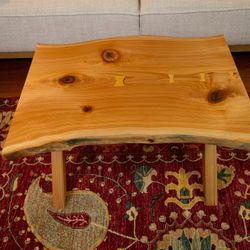 Cedar Live Edge Slab Coffee Table 