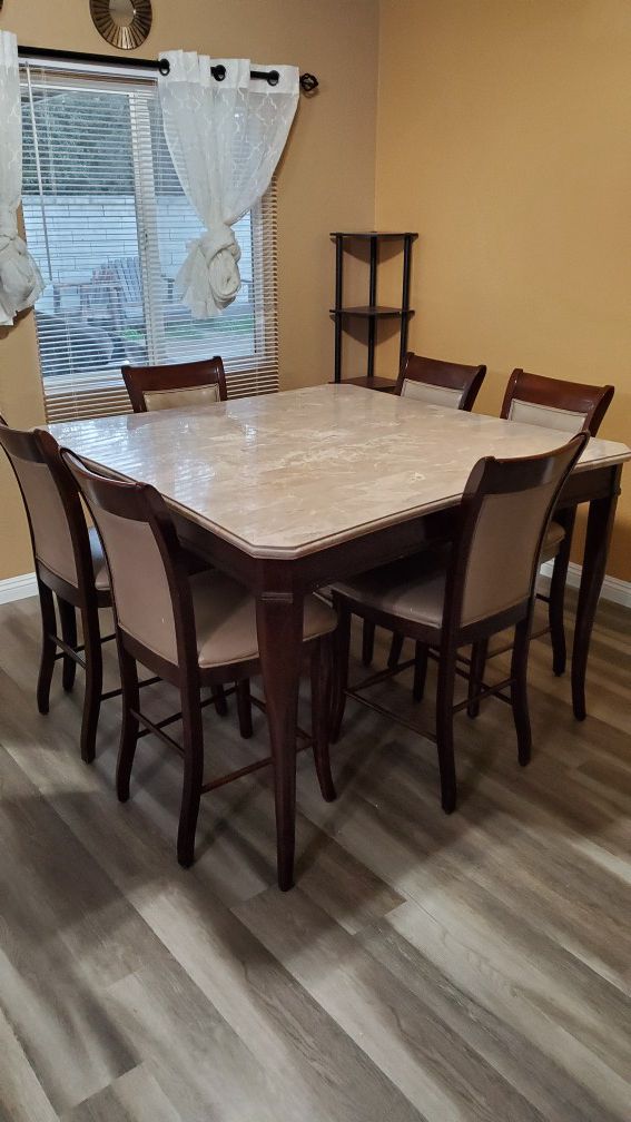 6 chair dining set, marble table