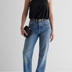 Womens NWT Sz XL Express Black Skimming One Shoulder O-Ring Bodysuit, in Perfect Condition