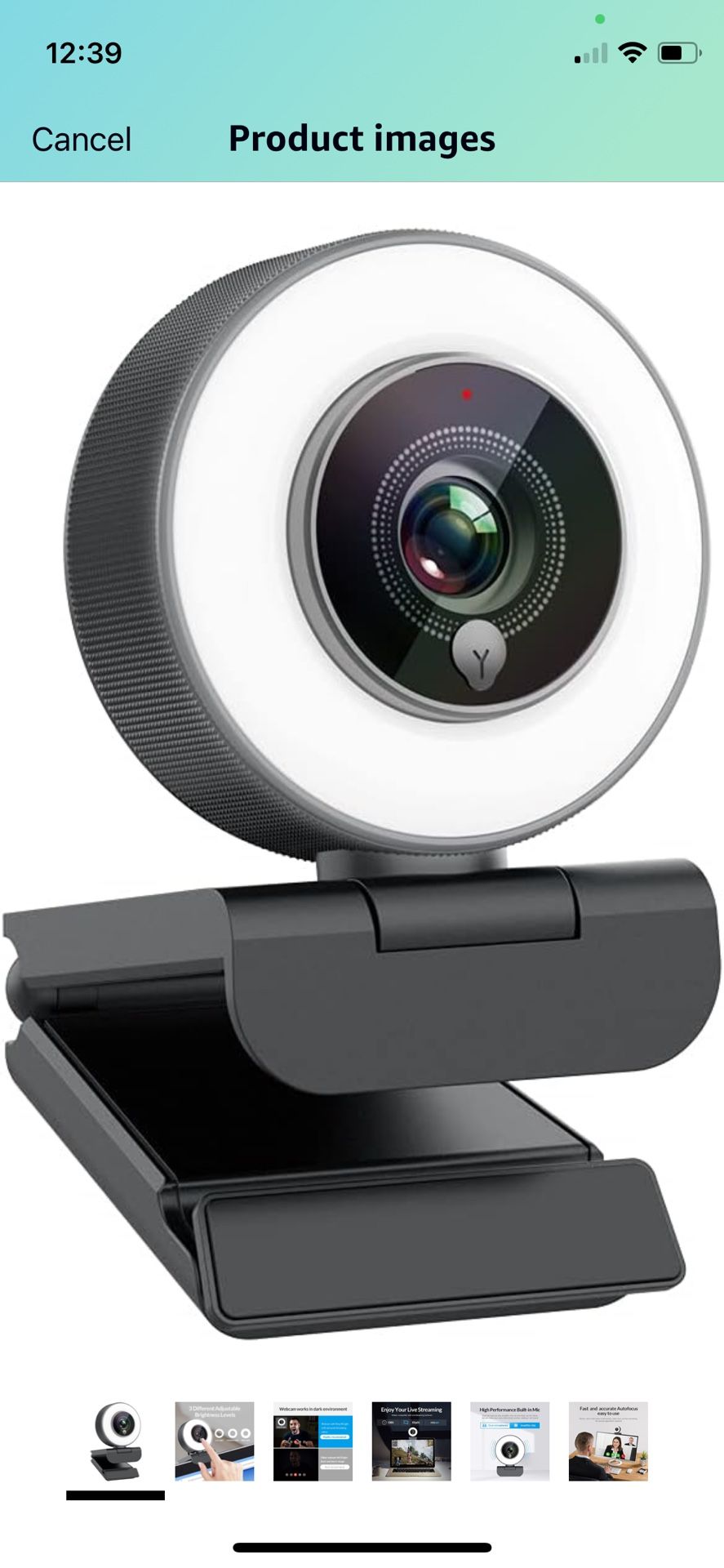 Angetube Streaming 1080P HD Webcam Built in Adjustable Ring Light and Mic. Advanced autofocus AF Web Camera for Google Meet Gamer Facebook YouTube Str