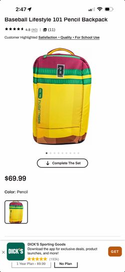 Baseball 101 backpack pencil