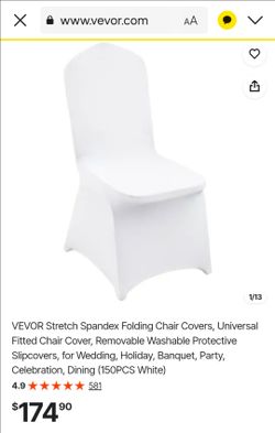 VEVOR Spandex Folding Chair Covers 150-Pack White