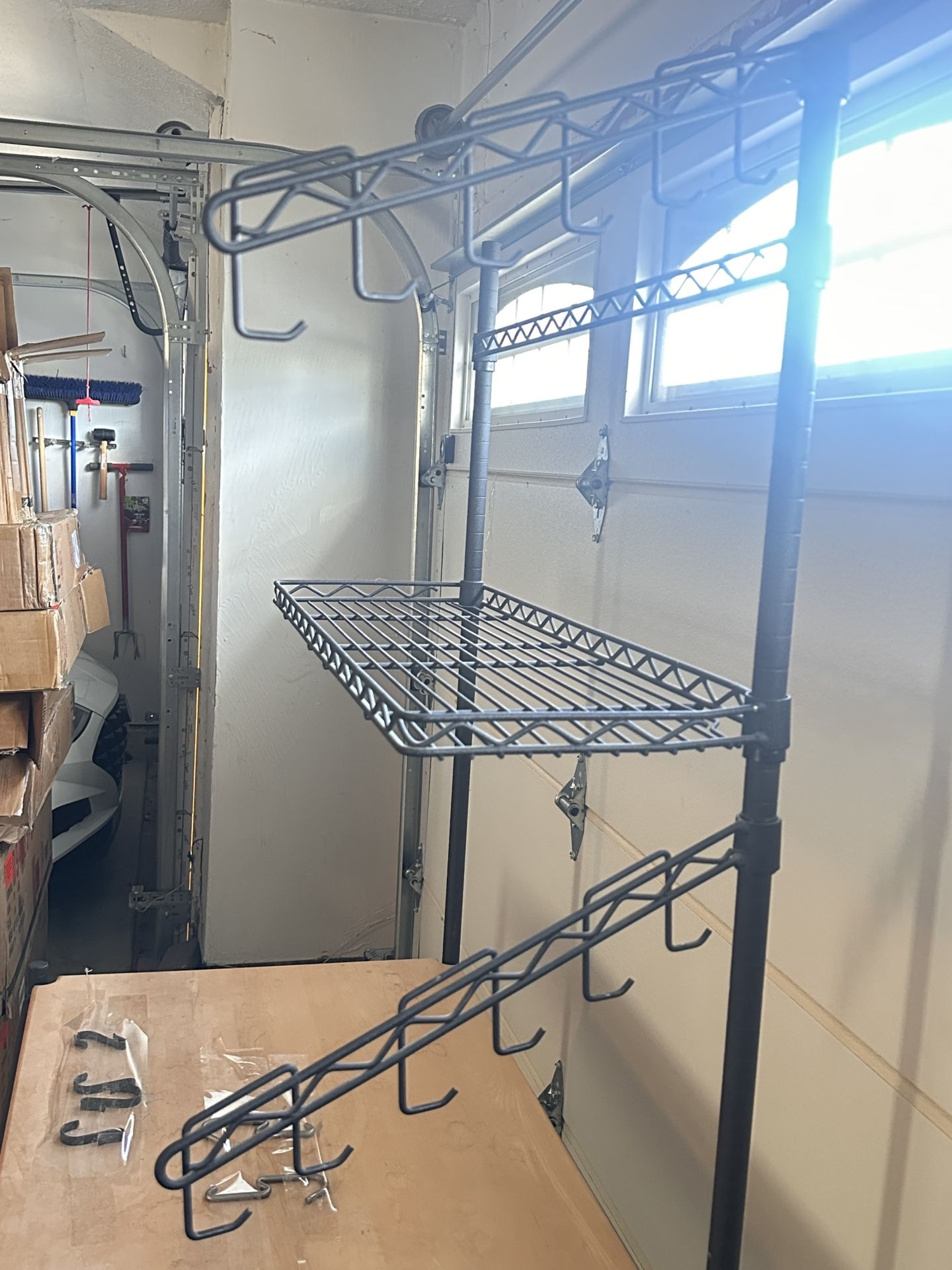 Kitchen Bakers Rack , Kitchen Microwave Stand with cutting board and pot hanger