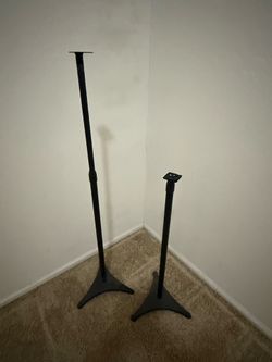 Height adjustable surround sound speaker mounts stands