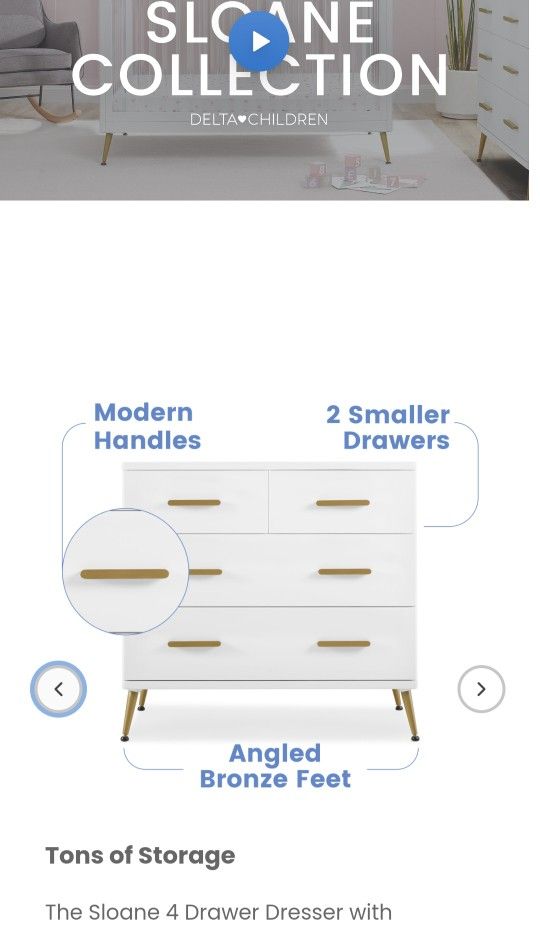 Sloane 4 Drawer Dresser with Changing Top - Delta Children