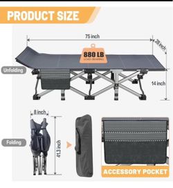 New In Box Heavy Duty Camping Cot/Portable Bed