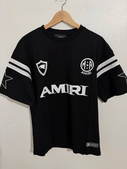 AMIRI BLACK FOOTBAL LOGO T-SHIRT NEW COLLECTION