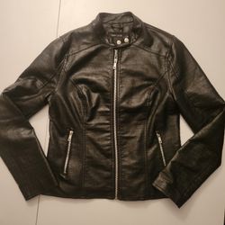 FAUX LEATHER BLACK MOTO JACKET