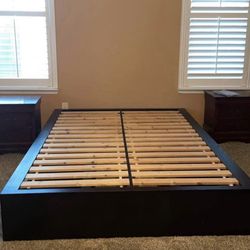 Wooden Queen size Bed Frame with drawers on the sides