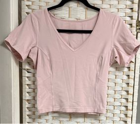 Pink V-Neck Cropped Athletic Top