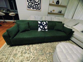 Free Delivery! Modern 95” Dark Olive Couch in great condition.Fully Clean from Smoke & Pet free home