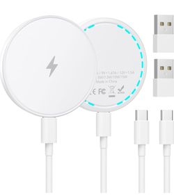 MagSafe Charger 2 Pack 15W Magnetic Wireless Charger Fast Charging Pad with 4.2 FT Type C
