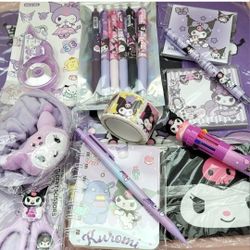 KUROMI BUNDLE TOTEBAG+SCISSORS+PENCIL POUCH+ PENS+STICKERS MORE