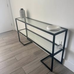 Black Metal and Glass Console Table