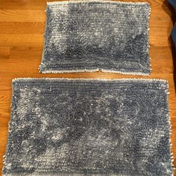 Bath Mat Set 2 -Piece   (17x24 ) and ( 20x34 ) Blue Fog