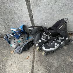 (2) Adult Rollerblades and Pads