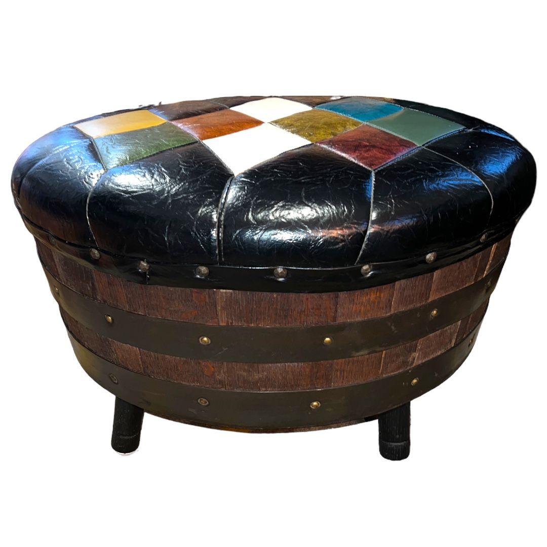 Mid Century Brothers Furniture Vintage Whiskey Barrel Ottoman