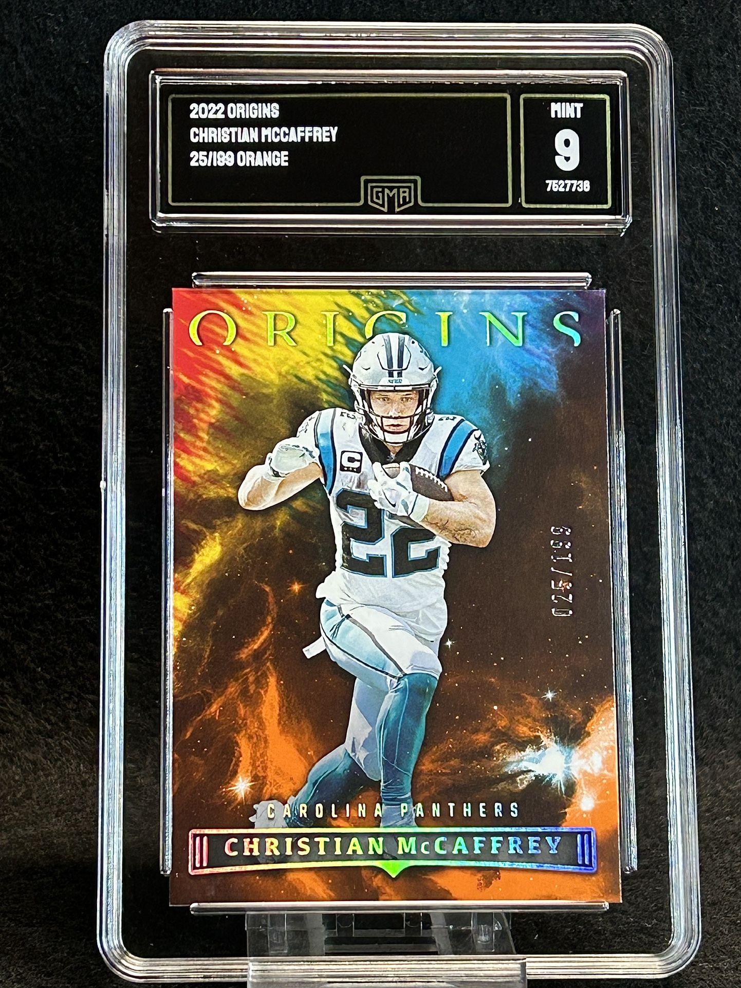 2022 Origins 🔥 Christian Mccaffrey 🔥 Orange /199 GMA 9 Mint 💎 - Carolina Panthers / San Francisco 49ers