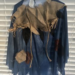 New Never Worn Halloween Costume  Adult Scarecrow Poncho Only One Size Fits Most