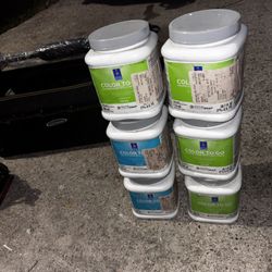 Tool Bag & 6 Acrylic Latex Paint Containers 