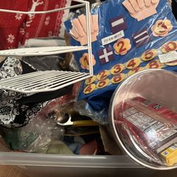 Clear Bin With Miscellaneous Items