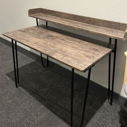 Desk With Tier Shelf