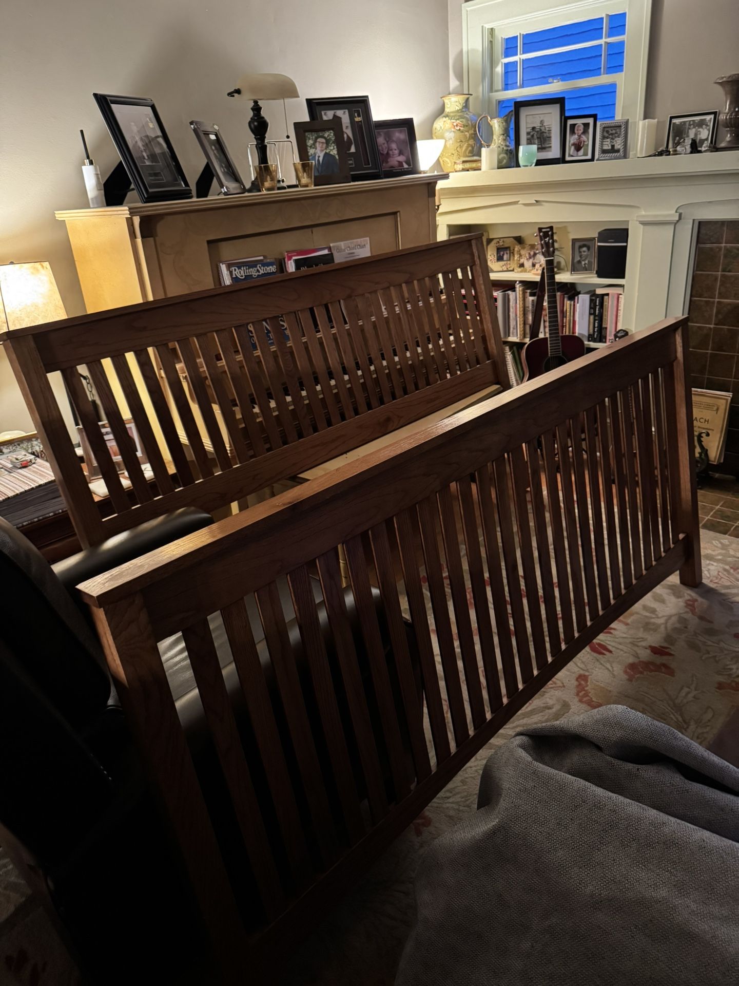 Solid Mission Style King Size Bed Frame With Split Boxsprings