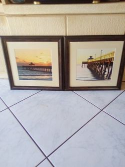 2 Original Signed O'Hara Deerfield Beach Pier Framed Photography 