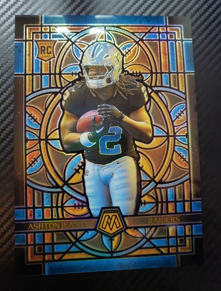 Ashton Jeanty Raiders Oversized Jumbo Stained Glass Mosaic 5x7 Card
