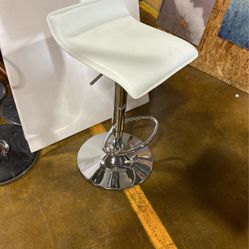 White Counter Stool With Metal Frame 