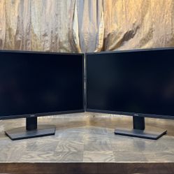 Two ( dual ) DELL SE2722HX 27” LED 75Hz ComfortView VESA Full HD 1080p HDMI VGA comfort display computer monitors 