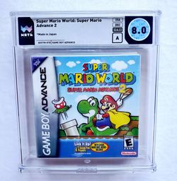 Factory Sealed SUPER MARIO WORLD ADVANCE 2 GameBoy GBA - WATA 8.0 A - 1st Print!