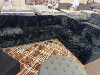 New black corduroy sectional