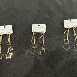 Gold Star And Geometry Earrings 
