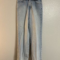 vintage women’s express bleus light blue wide leg high rise denim jeans 7 8 R