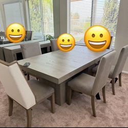 Fawnburg Extendable Dining Table & Chester Side + End Chairs Like NEW