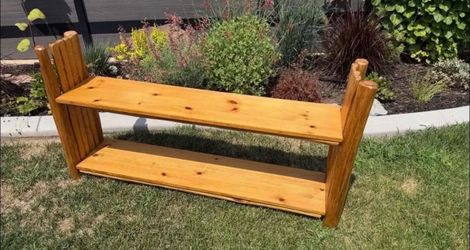 Rustic log bookcase/shelf